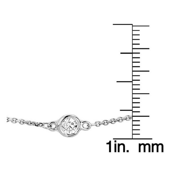 Suzy Levian 14k White Gold 1 4/5ct TDW Bezel Diamond Station Necklace