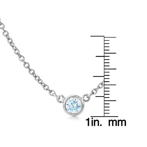 Suzy Levian 14k White Gold 2/5 ct Bezel Diamond Solitaire Station Necklace