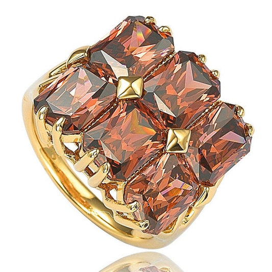 Suzy Levian 14k Gold plated Sterling Silver Emerald-cut Cubic Zirconia Ring