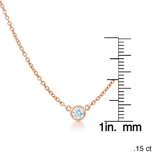 Suzy Levian 14k Rose Gold 0.15 ct TDW Diamond Solitaire Necklace