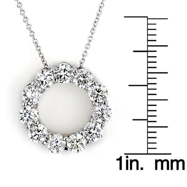 Suzy Levian 14k White Gold 2ct TDW Diamond Circle Pendant