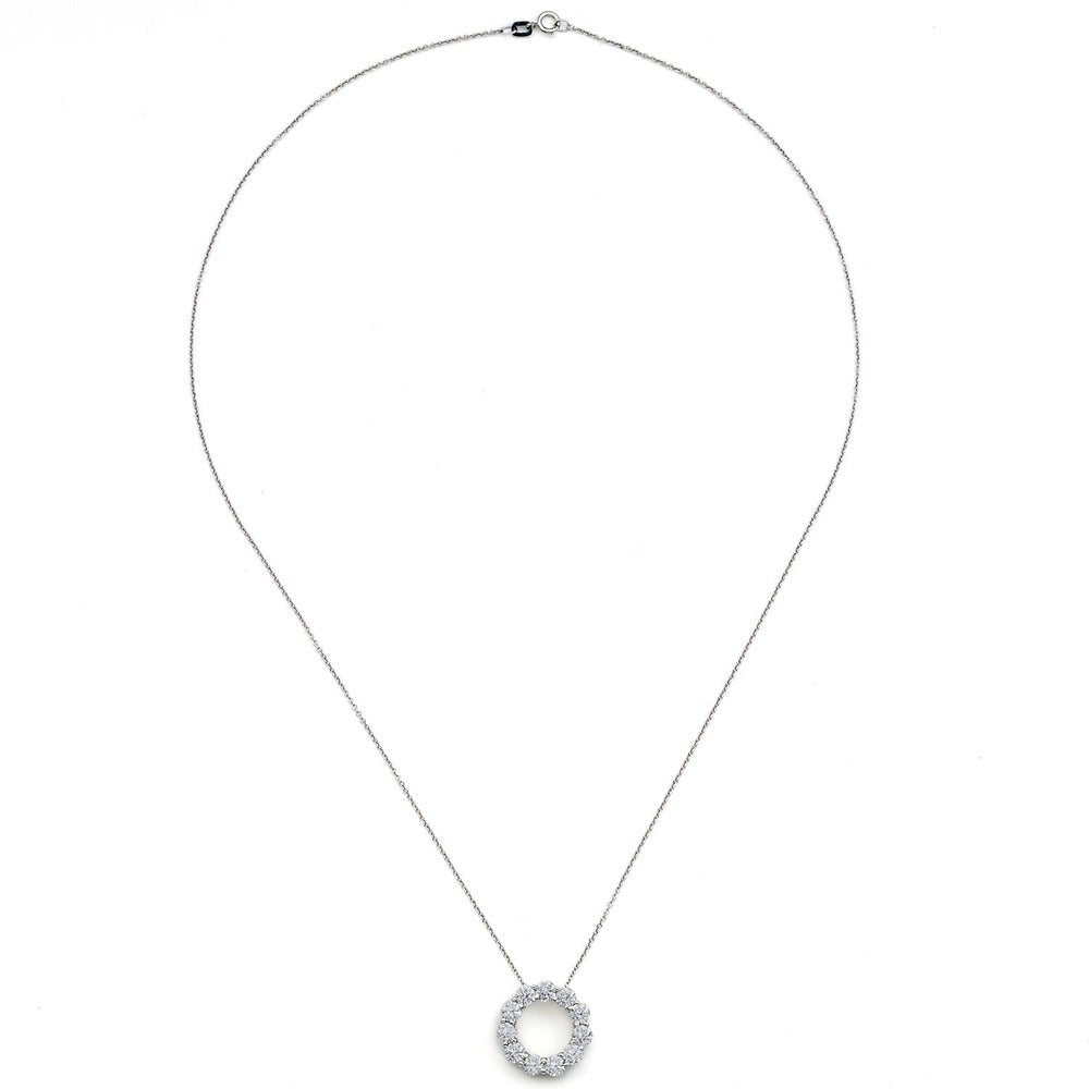 Suzy Levian 14k White Gold 2ct TDW Diamond Circle Pendant