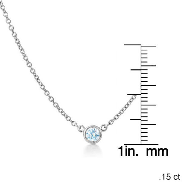 Suzy Levian 14k White Gold 0.15 ct TDW Bezel Diamond Solitaire Necklace