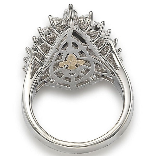 Suzy Levian Sterling Silver Blue & White CZ Diana Ring