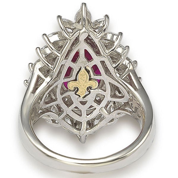 Suzy Levian 18k Gold and Sterling Silver Created Red Ruby Ring