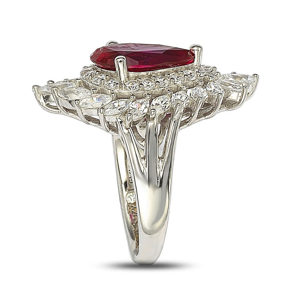 Suzy Levian 18k Gold and Sterling Silver Created Red Ruby Ring