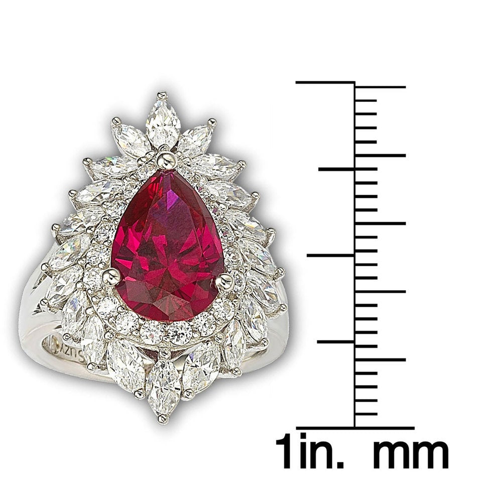 Suzy Levian 18k Gold and Sterling Silver Created Red Ruby Ring