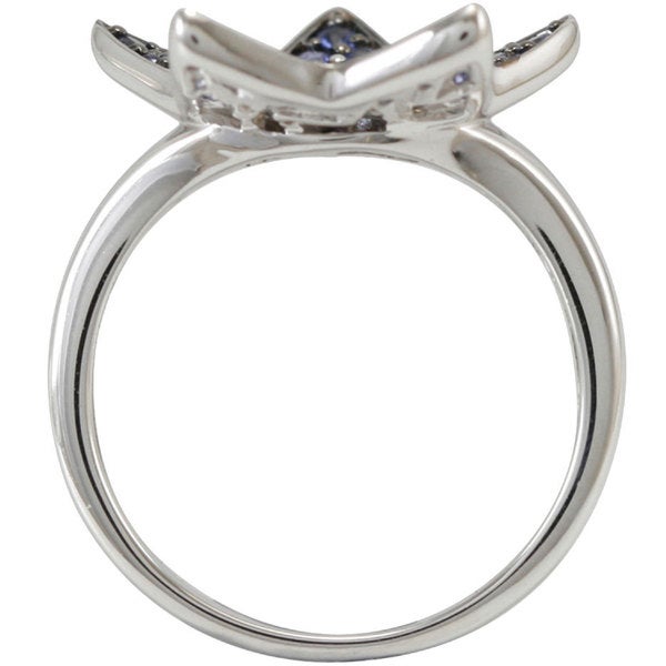 Suzy Levian 1CT Sapphire and Diamond in Sterling Silver and 18K Gold Star Ring