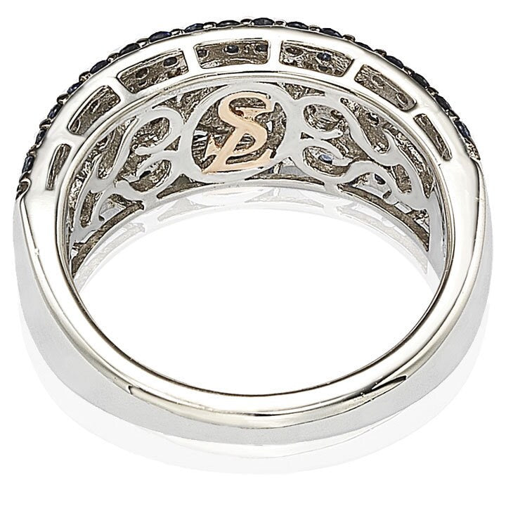 Suzy Levian 2.28CT Sapphire and Diamond Accent in Sterling Silver Abstract Ring