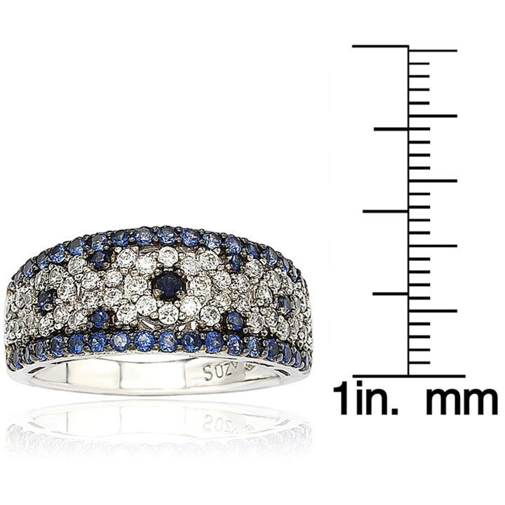 Suzy Levian 2.28CT Sapphire and Diamond Accent in Sterling Silver Abstract Ring