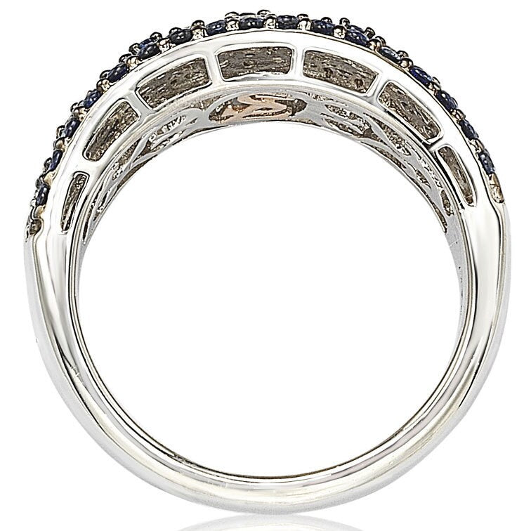 Suzy Levian 2.28CT Sapphire and Diamond Accent in Sterling Silver Abstract Ring