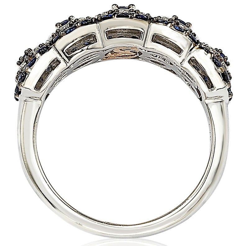 Suzy Levian Gold Plated Sterling Silver 2.8ct TGW Sapphire and .02ct Diamond Anniversary Band