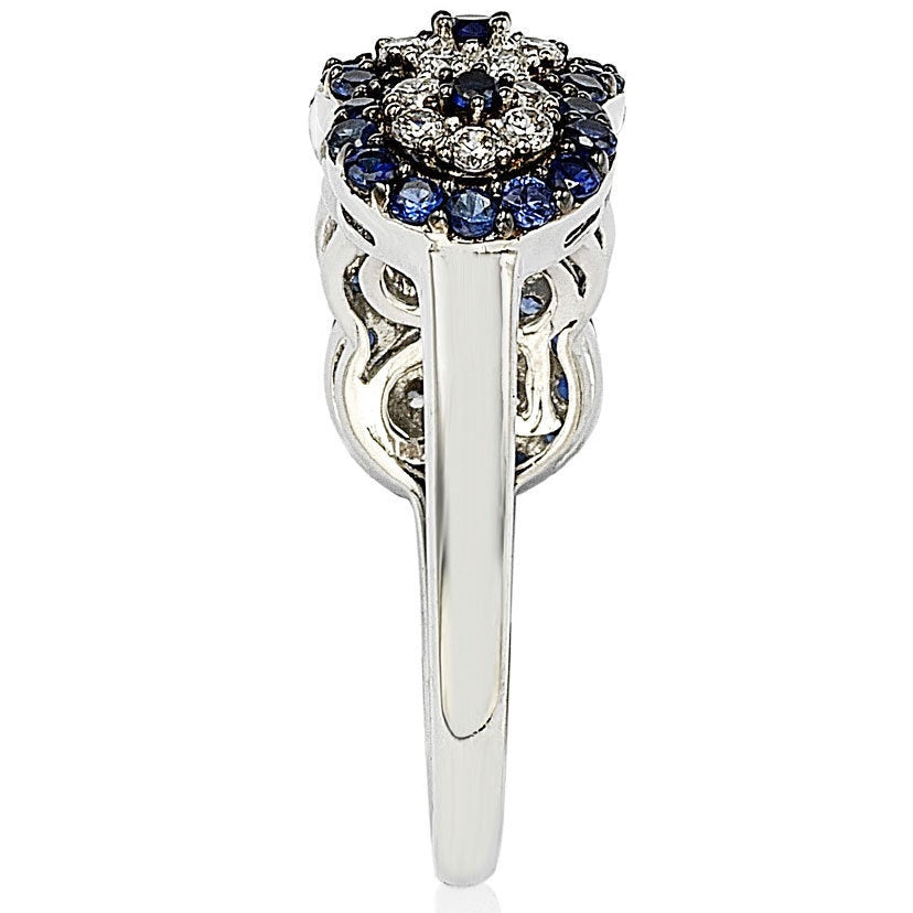 Suzy Levian Gold Plated Sterling Silver 2.8ct TGW Sapphire and .02ct Diamond Anniversary Band