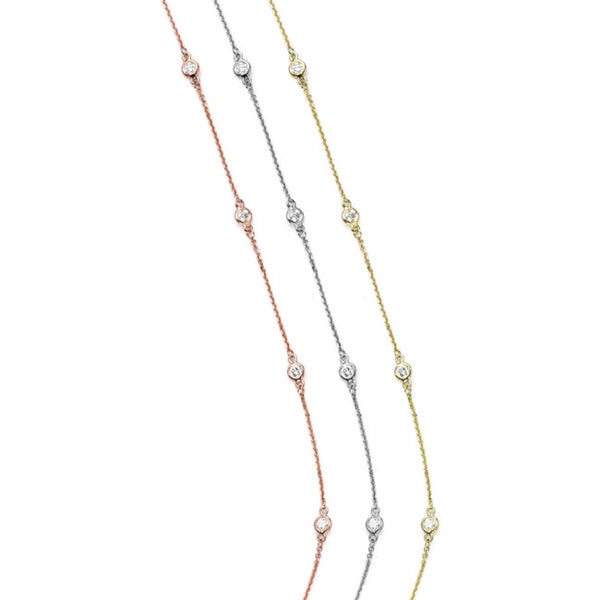 Suzy Levian 14k White Gold 3/4ct TDW Station Necklace