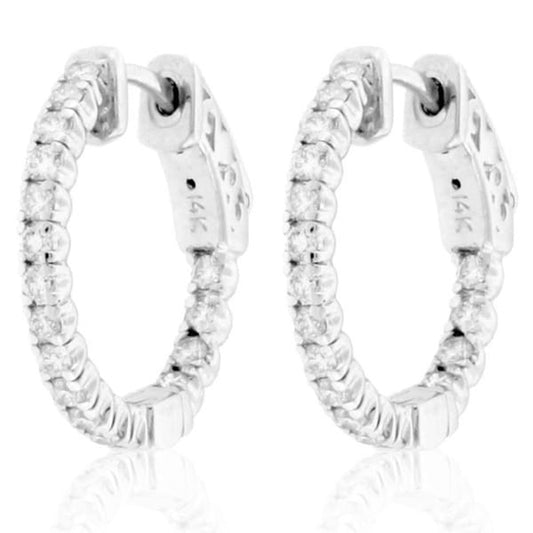 Suzy Levian 14K White Gold 3/4 ct TDW Diamond Inside-out Hoop Earrings