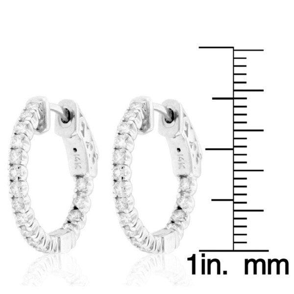 Suzy Levian 14K White Gold 3/4 ct TDW Diamond Inside-out Hoop Earrings