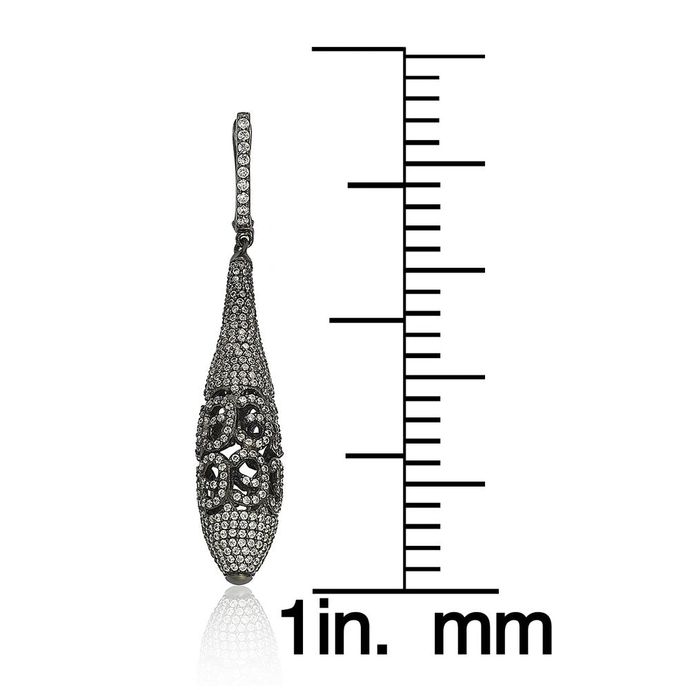 Suzy Levian Blackened Sterling Silver Cubic Zirconia Earrings