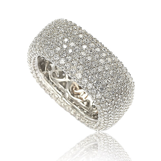 Suzy Levian Sterling Silver Cubic Zirconia Square Pave Eternity Ring