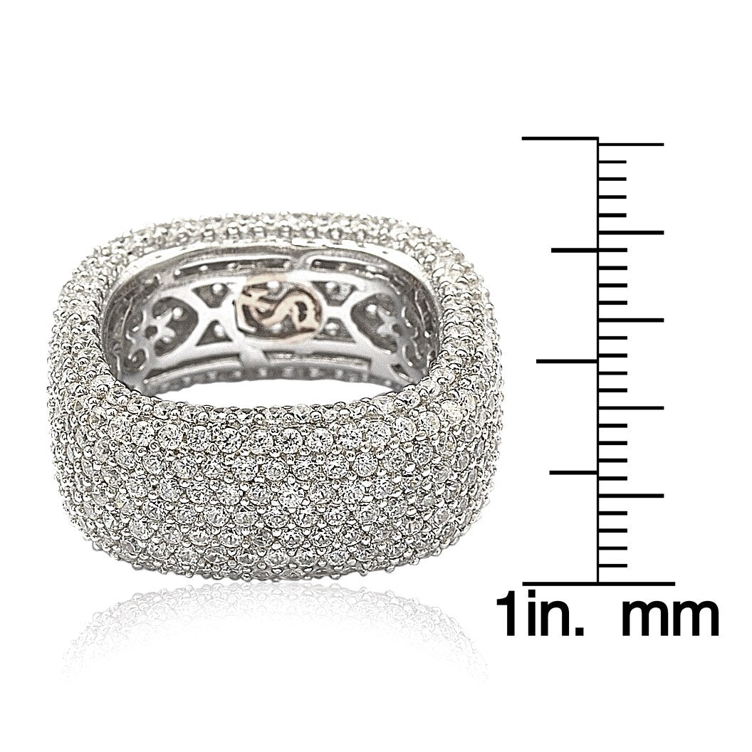 Suzy Levian Sterling Silver Cubic Zirconia Square Pave Eternity Ring