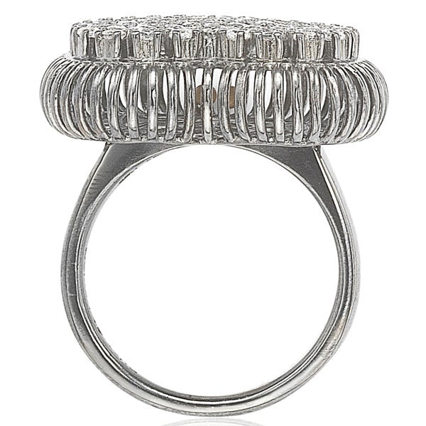 Suzy Levian Blackened Sterling Silver Pave Cubic Zirconia Heart Ring