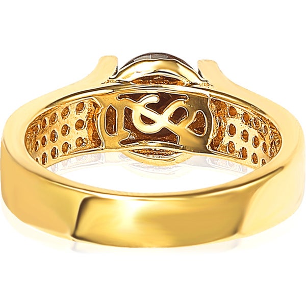 Suzy Levian Bridal 14k Yellow Gold over Silver Brown and White Cubic Zirconia Ring