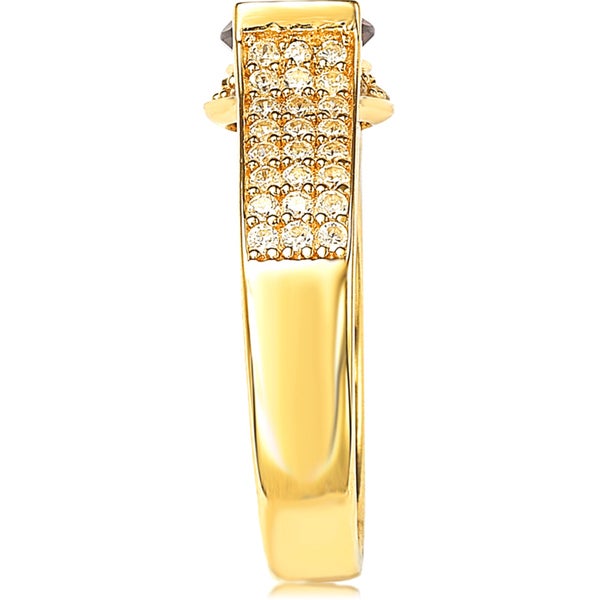 Suzy Levian Bridal 14k Yellow Gold over Silver Brown and White Cubic Zirconia Ring