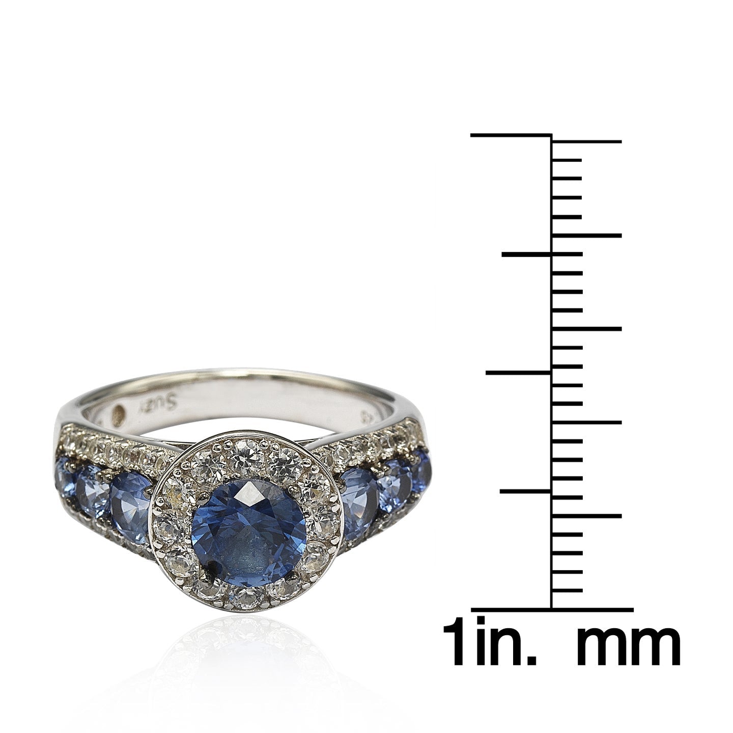 Suzy Levian Sterling Silver 3.61ct TGW Sapphire and Diamond Bridal Engagement Ring