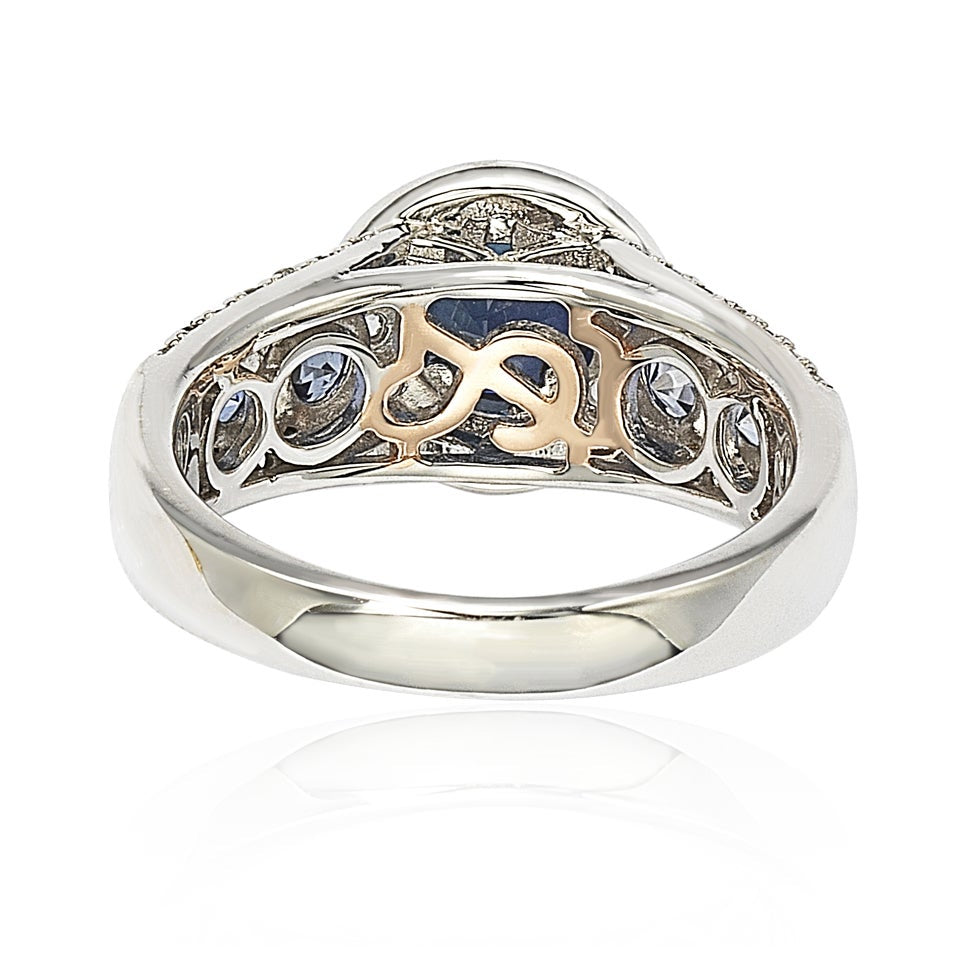 Suzy Levian Sterling Silver 3.61ct TGW Sapphire and Diamond Bridal Engagement Ring