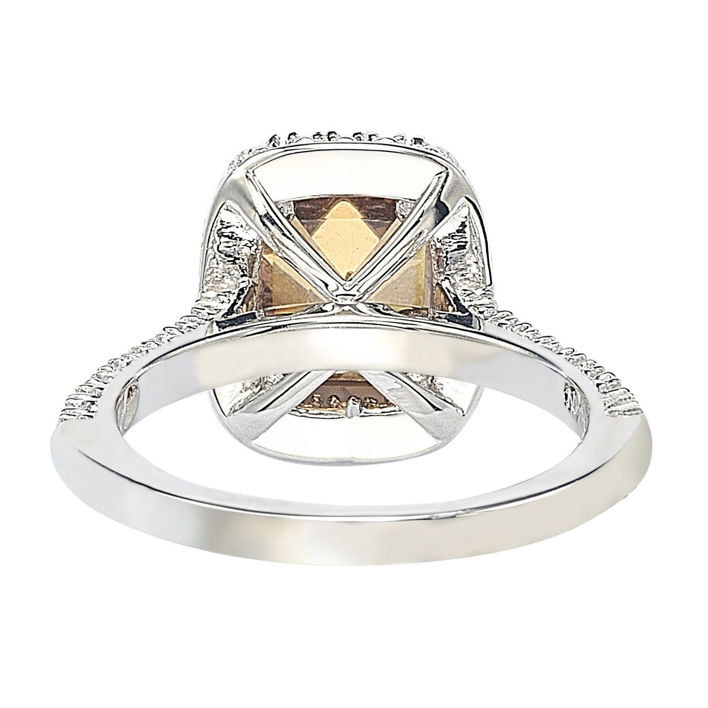 Suzy Levian Bridal Brown Cubic Zirconia with Halo Sterling Silver Ring