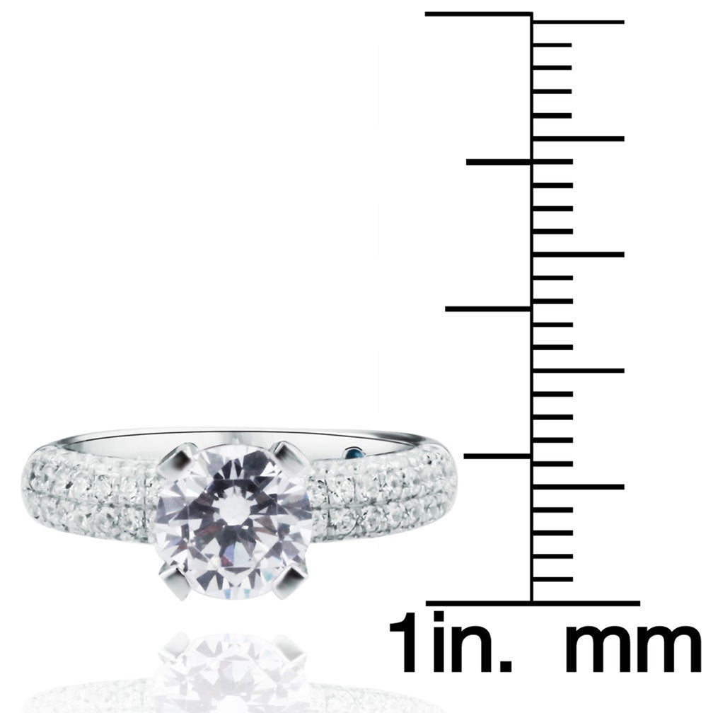 Suzy Levian Bridal Pave Cubic Zirconia Sterling Silver Engagement Ring