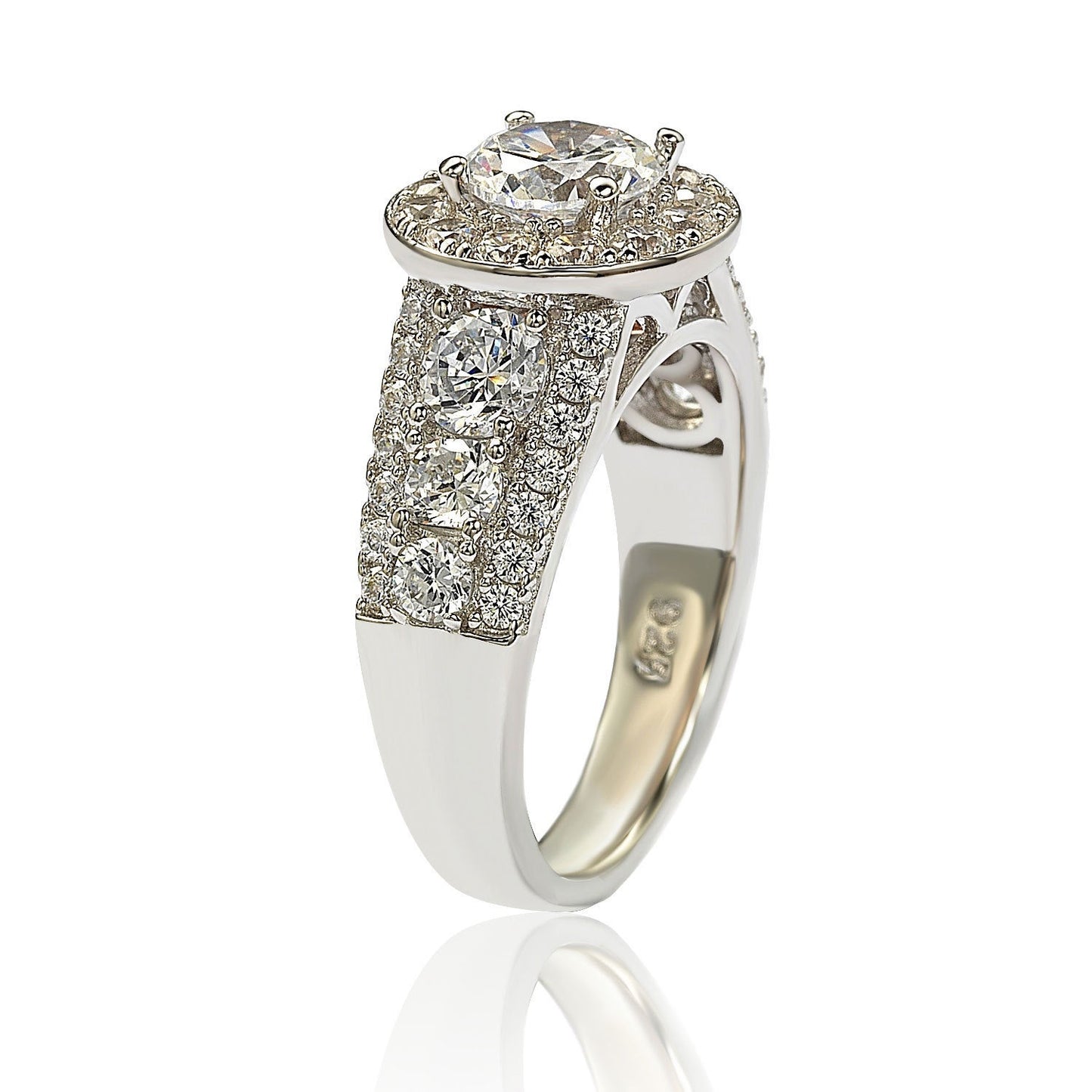 Suzy Levian Bridal Sterling Silver White Cubic Zirconia Engagement Ring