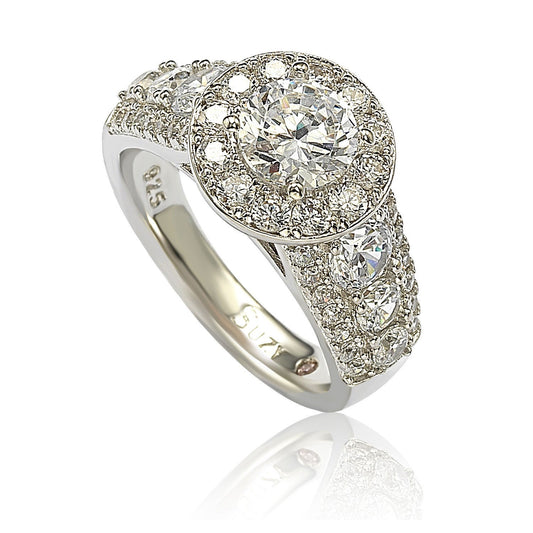 Suzy Levian Bridal Sterling Silver White Cubic Zirconia Engagement Ring
