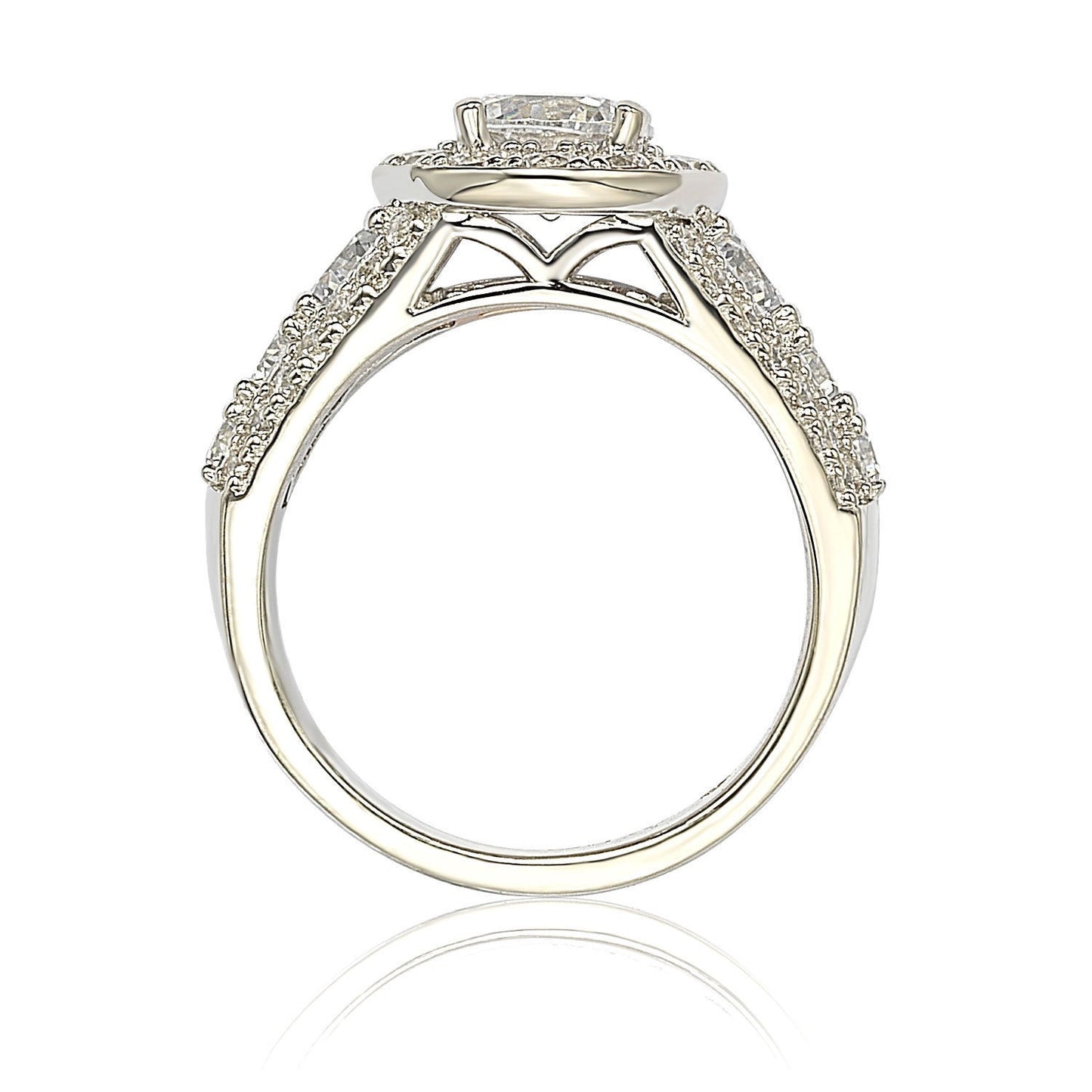 Suzy Levian Bridal Sterling Silver White Cubic Zirconia Engagement Ring