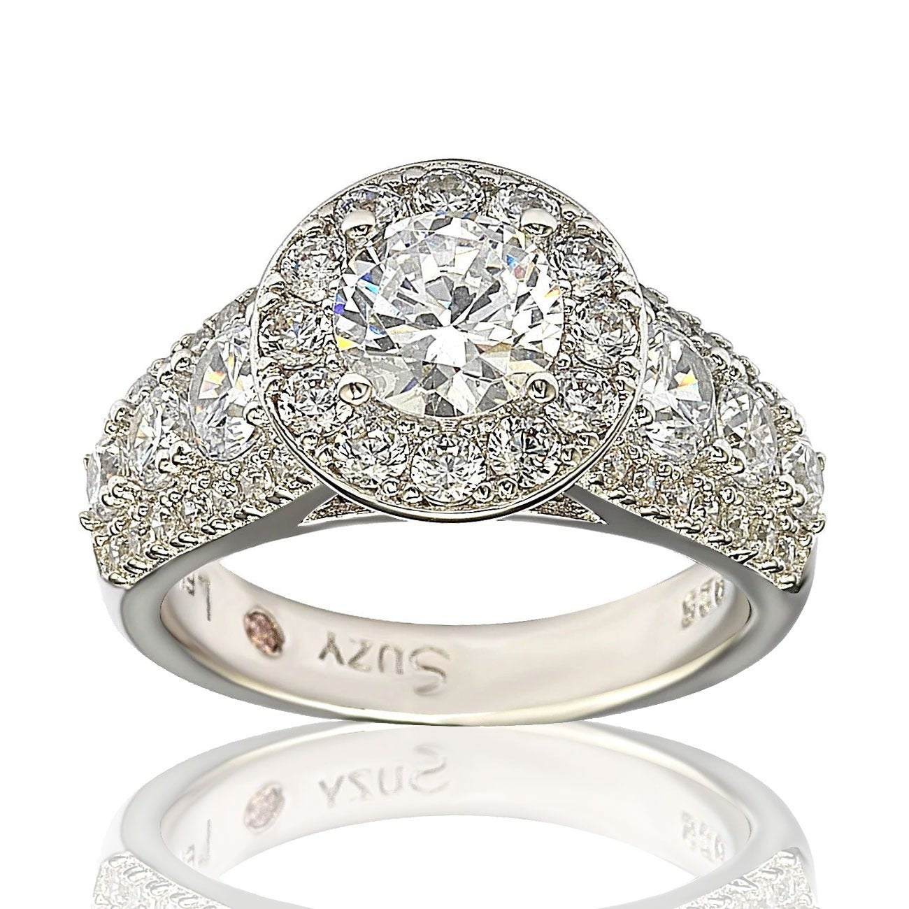 Suzy Levian Bridal Sterling Silver White Cubic Zirconia Engagement Ring