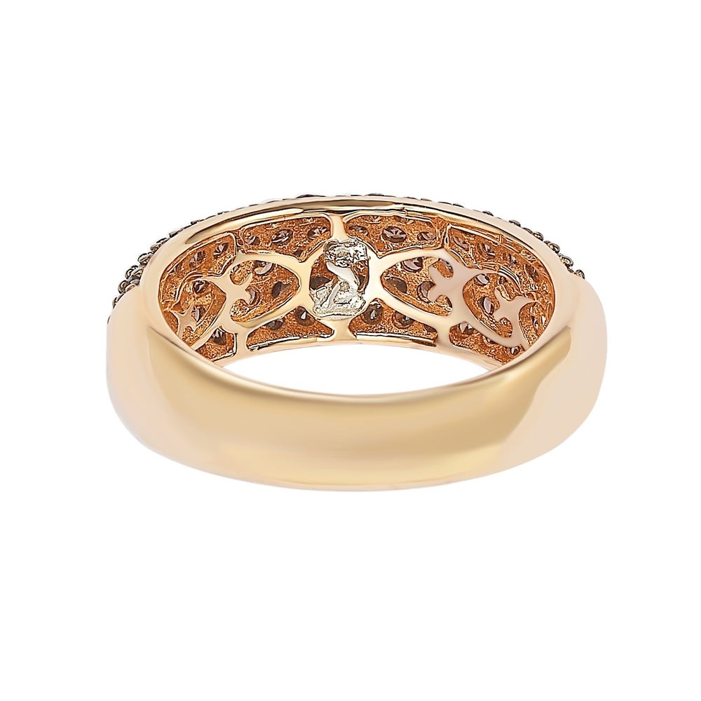 Suzy Levian Brown Cubic Zirconia in Rose Sterling Silver Thick Pave Band