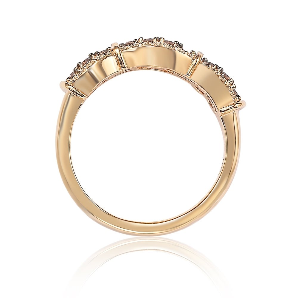 Suzy Levian Brown & White Cubic Zirconia in Rose Sterling Silver Accent Band