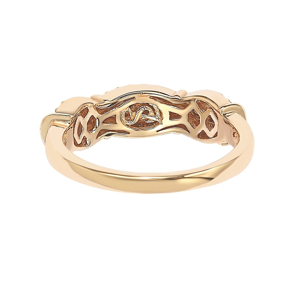 Suzy Levian Brown & White Cubic Zirconia in Rose Sterling Silver Accent Band