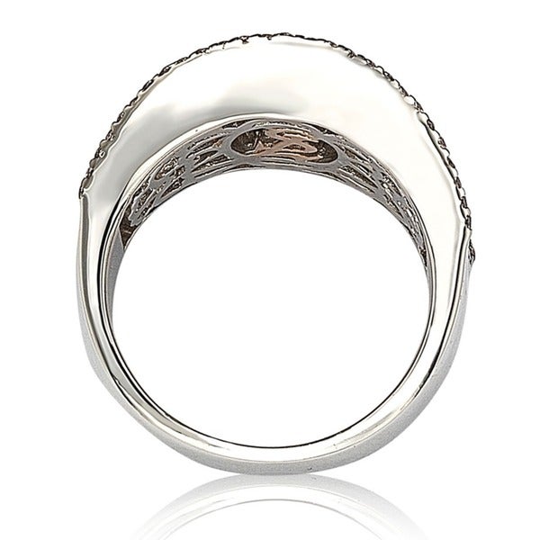 Suzy Levian Brown and White Cubic Zirconia Sterling Silver Ring
