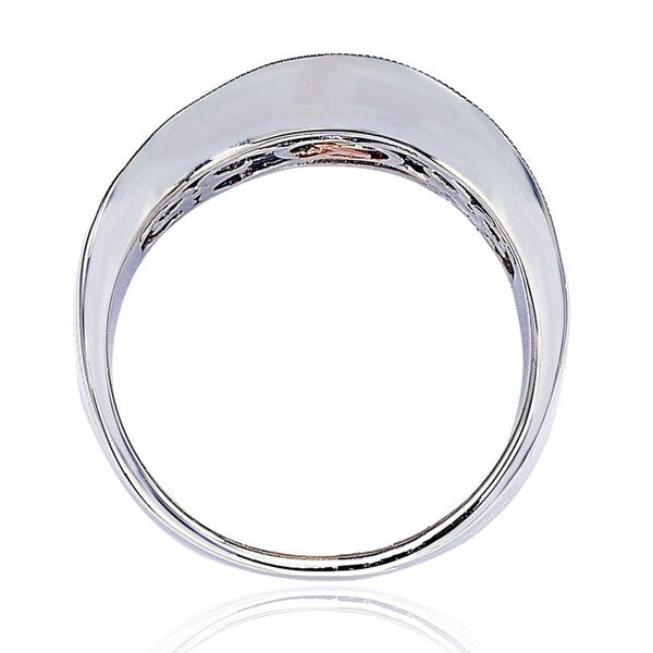 Suzy Levian Brown and White Cubic Zirconia Sterling Silver Ring