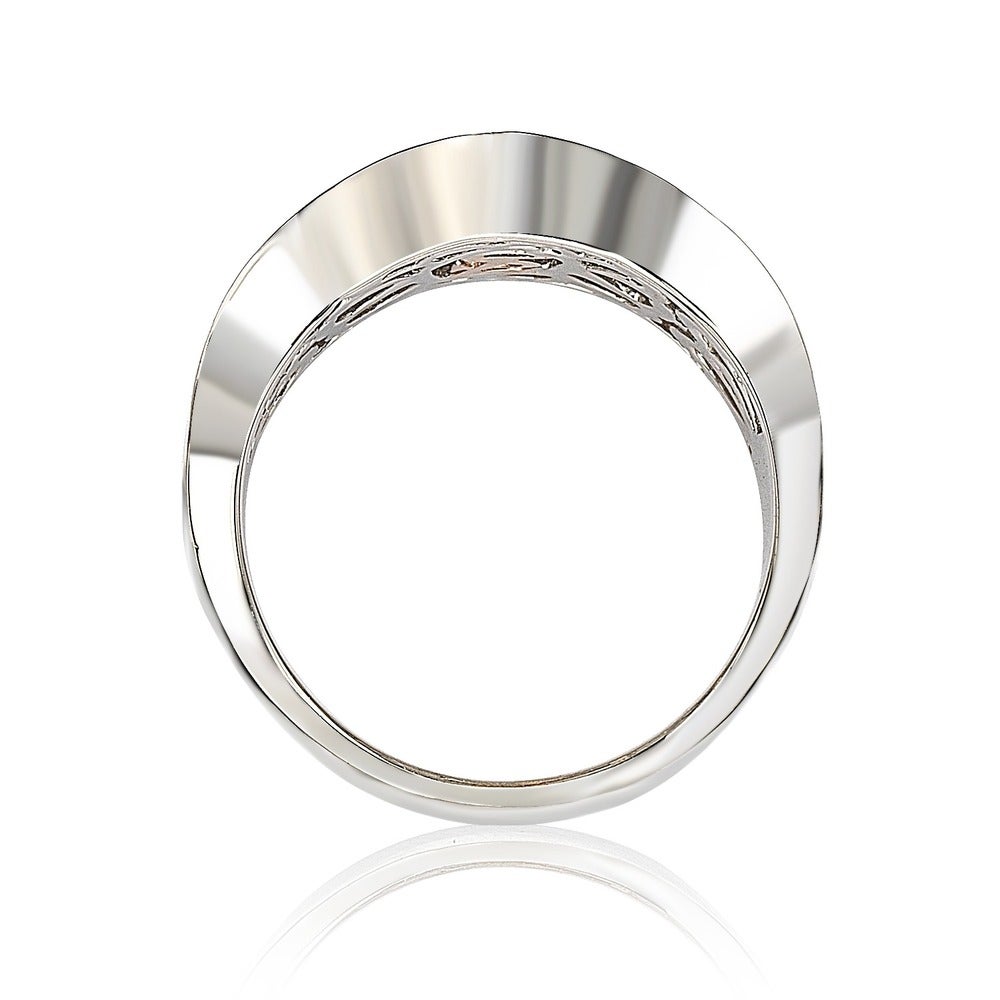 Suzy Levian Brown and White Cubic Zirconia Sterling Silver Wavy Ring