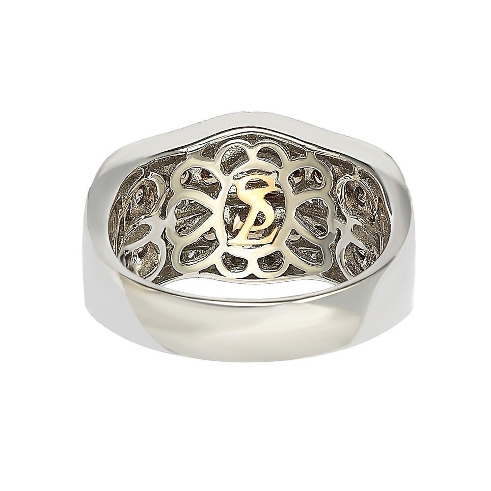 Suzy Levian Brown and White Cubic Zirconia Sterling Silver Wavy Ring