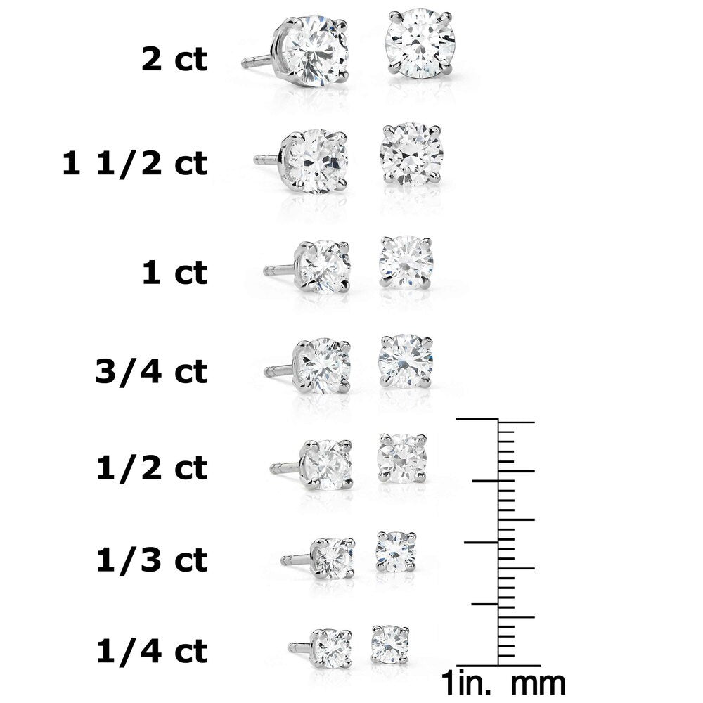 Suzy Levian 14K White Gold Classic Four-prong Diamond Stud Earrings - 0.75 ct