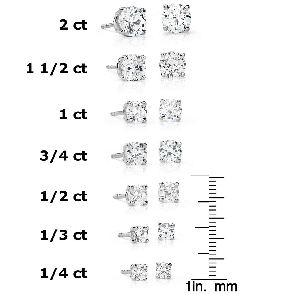 Suzy Levian 14K White Gold Classic Four-prong Diamond Stud Earrings - 2.0 ct