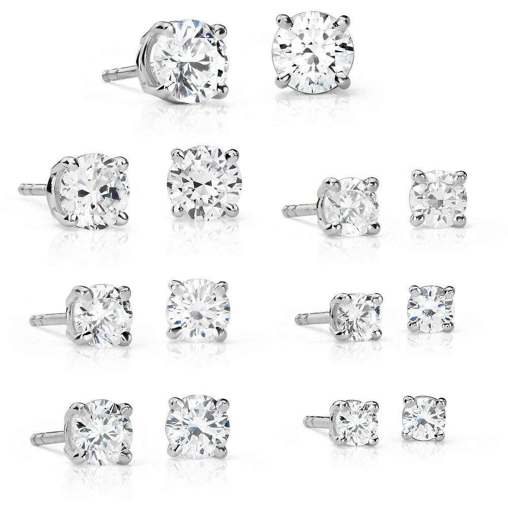 Suzy Levian 14K White Gold Classic Four-prong Diamond Stud Earrings - 2.0 ct