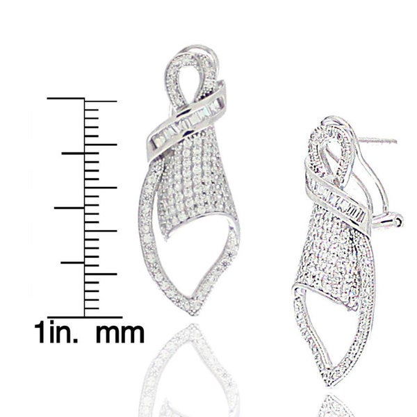Suzy Levian Cubic Zirconia Sterling Silver Art Deco Pave Earrings