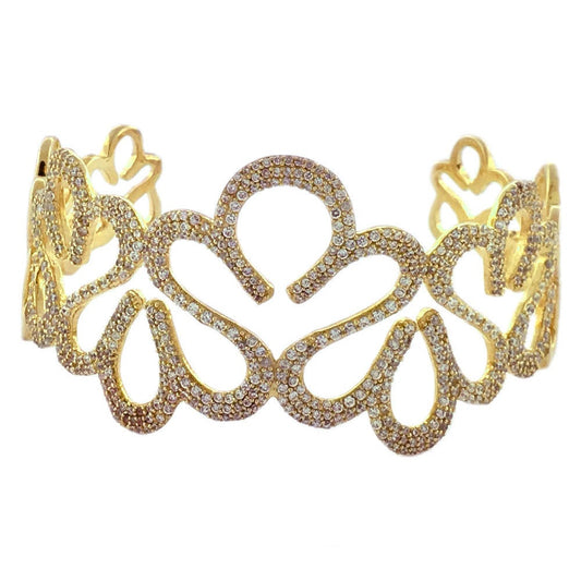 Suzy Levian Cubic Zirconia Golden Sterling Silver Bangle