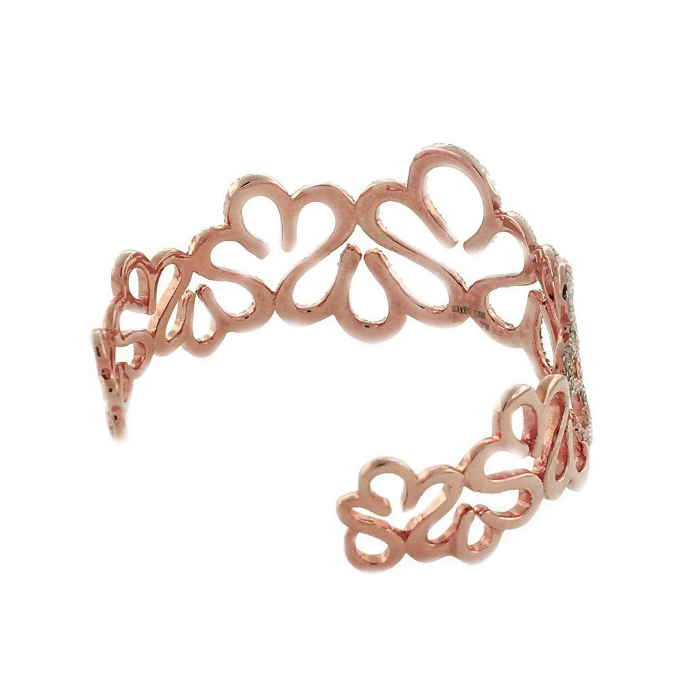 Suzy Levian Cubic Zirconia Rose Sterling Silver Bangle