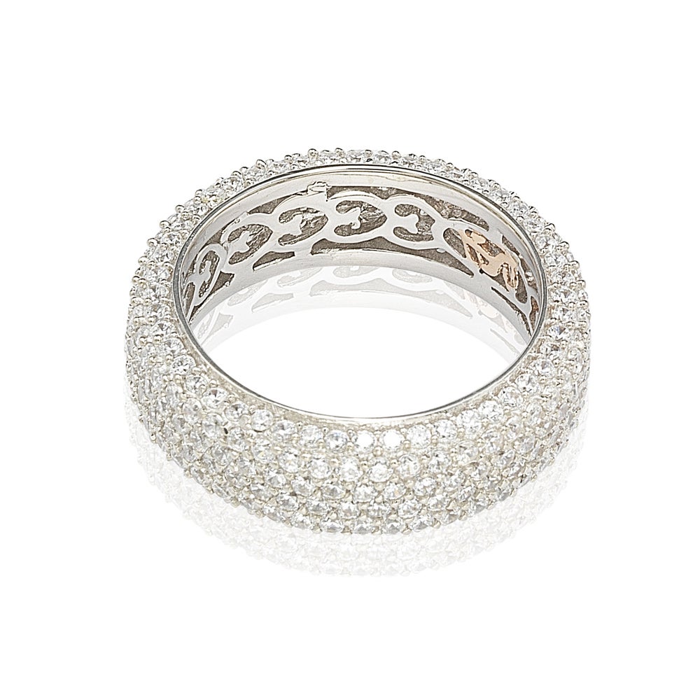 Suzy Levian Cubic Zirconia Sterling Silver Eternity Pave Ring