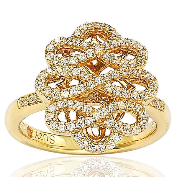Suzy Levian Cubic Zirconia Sterling Silver Infinity Ring - Gold