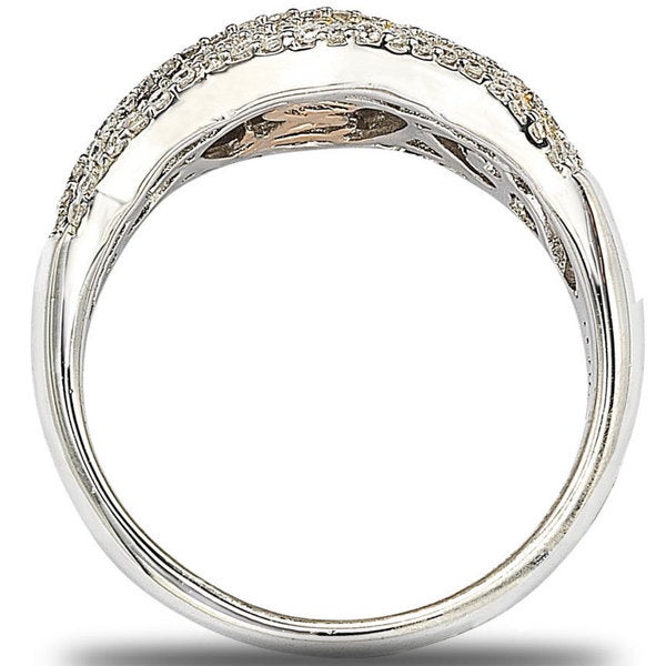Suzy Levian Cubic Zirconia Sterling Silver Multi-Color Wave Ring